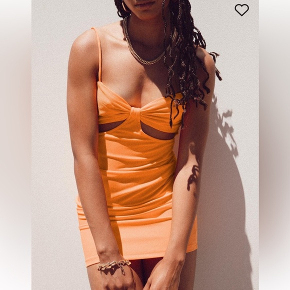 NWOT MARISSA Ribbed MINI Cut Out DRESS ORANGE Size 2 - Picture 13 of 14